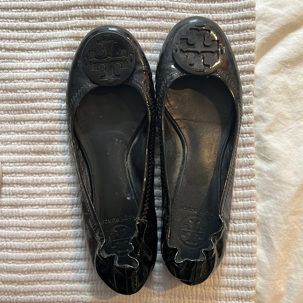 Tory Burch black flats size 8 worn twice
